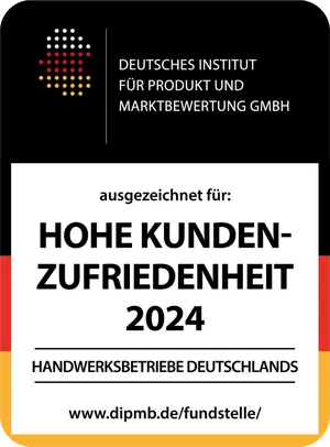 Siegel des Deutschen Instituts für Produkt und Marktbewertung, ausgezeichnet für hohe Kundenzufriedenheit 2024